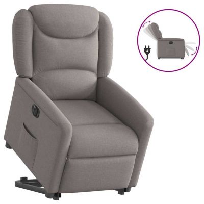 Gossi fotoliu electric rabatabil cu ridicare, gri taupe, textil