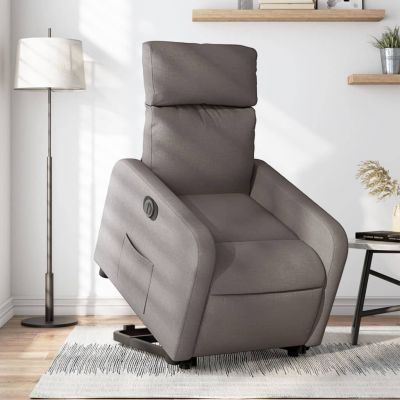 Gossi fotoliu electric rabatabil cu ridicare, gri taupe, textil