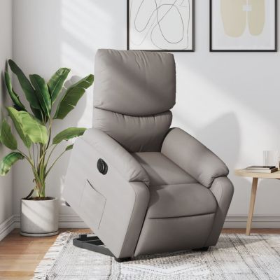 Gossi fotoliu electric rabatabil cu ridicare, gri taupe, textil
