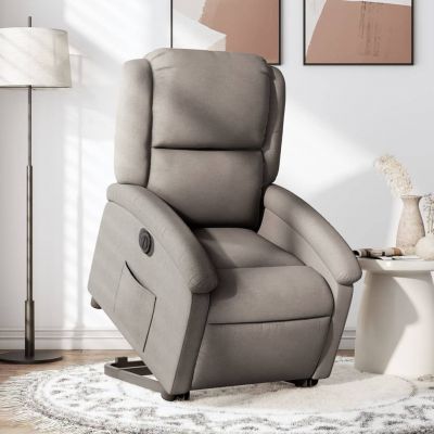 Gossi fotoliu electric rabatabil cu ridicare, gri taupe, textil