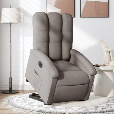 Gossi fotoliu electric rabatabil cu ridicare, gri taupe, textil