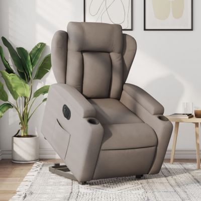Gossi fotoliu electric rabatabil cu ridicare, gri taupe, textil