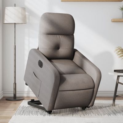 Gossi fotoliu electric rabatabil cu ridicare, gri taupe, textil