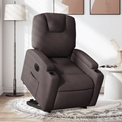 Gossi fotoliu electric rabatabil cu ridicare, maro inchis, textil