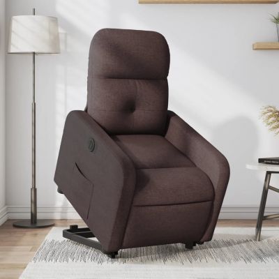 Gossi fotoliu electric rabatabil cu ridicare, maro inchis, textil