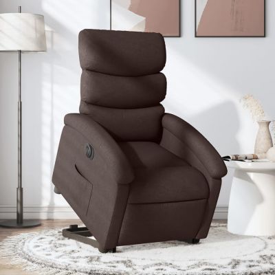 Gossi fotoliu electric rabatabil cu ridicare, maro inchis, textil