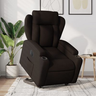 Gossi fotoliu electric rabatabil cu ridicare, maro inchis, textil