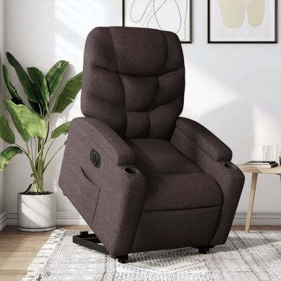 Gossi fotoliu electric rabatabil cu ridicare, maro inchis, textil