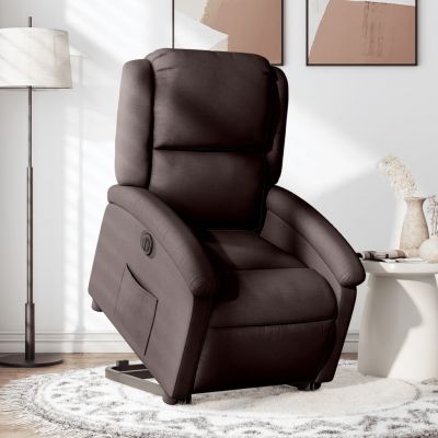 Gossi fotoliu electric rabatabil cu ridicare, maro inchis, textil
