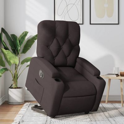 Gossi fotoliu electric rabatabil cu ridicare, maro inchis, textil