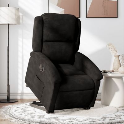 Gossi fotoliu electric rabatabil cu ridicare, negru, catifea