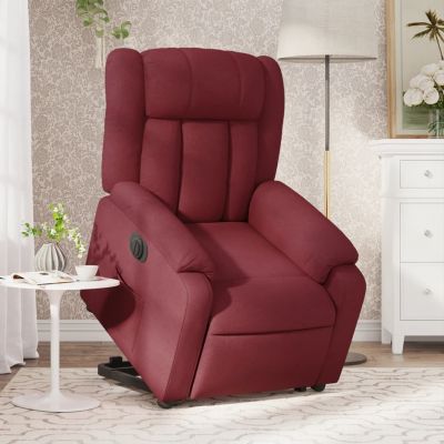 Gossi fotoliu electric rabatabil cu ridicare, rosu vin, textil