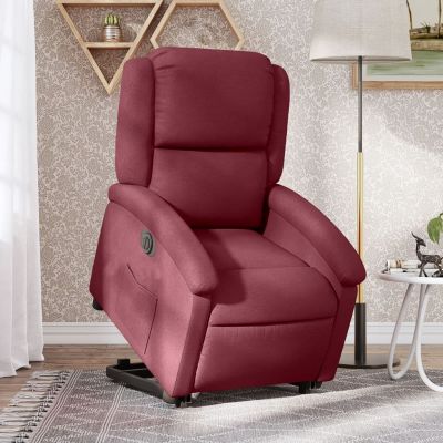 Gossi fotoliu electric rabatabil cu ridicare, rosu vin, textil