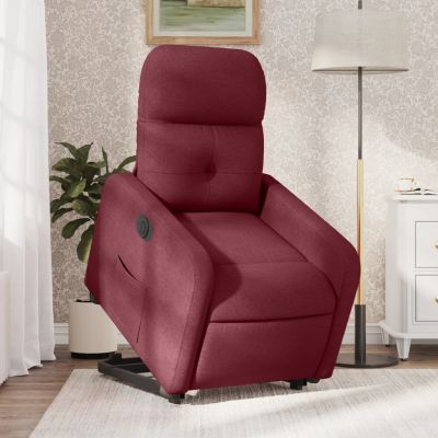 Gossi fotoliu electric rabatabil cu ridicare, rosu vin, textil