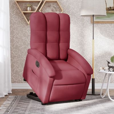 Gossi fotoliu electric rabatabil cu ridicare, rosu vin, textil