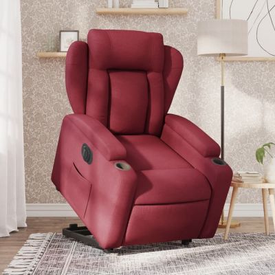 Gossi fotoliu electric rabatabil cu ridicare, rosu vin, textil