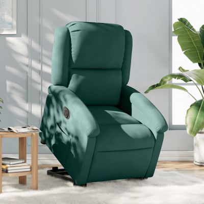Gossi fotoliu electric rabatabil cu ridicare, verde inchis, catifea