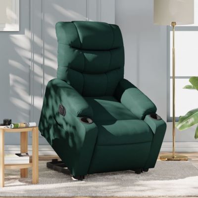 Gossi fotoliu electric rabatabil cu ridicare, verde inchis, textil