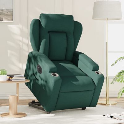 Gossi fotoliu electric rabatabil cu ridicare, verde inchis, textil