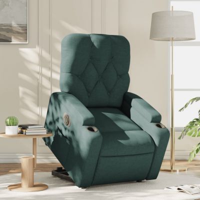 Gossi fotoliu electric rabatabil cu ridicare, verde inchis, textil