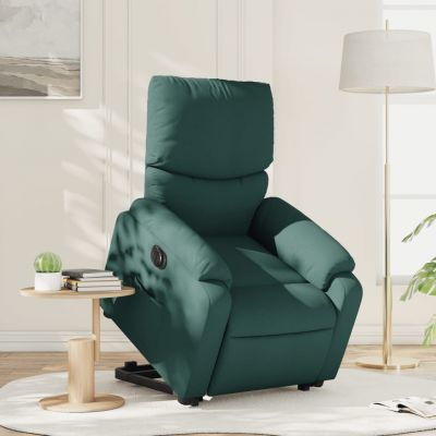 Gossi fotoliu electric rabatabil cu ridicare, verde inchis, textil