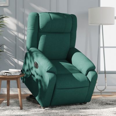 Gossi fotoliu electric rabatabil cu ridicare, verde inchis, textil