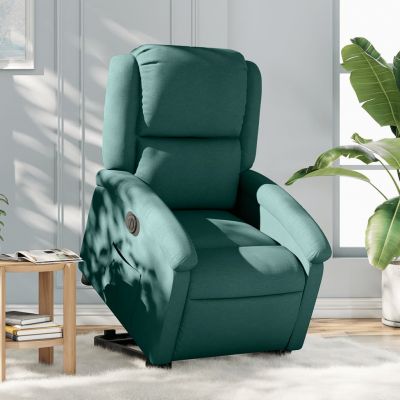 Gossi fotoliu electric rabatabil cu ridicare, verde inchis, textil