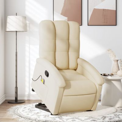 Gossi fotoliu masaj rabatabil cu ridicare, crem, material textil