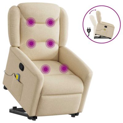 Gossi fotoliu masaj rabatabil cu ridicare, crem, material textil