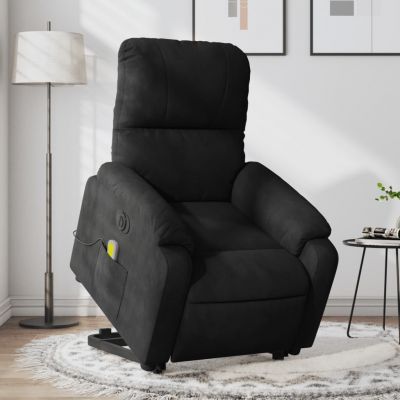 Gossi fotoliu masaj rabatabil electric cu ridicare, negru, microfibra
