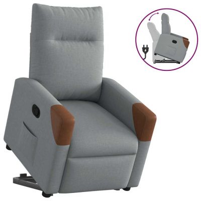 Gossi fotoliu rabatabil cu ridicare, gri deschis, material textil