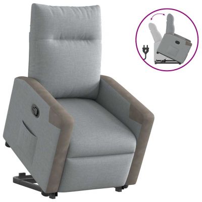 Gossi fotoliu rabatabil cu ridicare, gri deschis, material textil