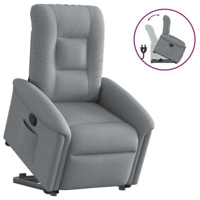 Gossi fotoliu rabatabil cu ridicare, gri deschis, material textil