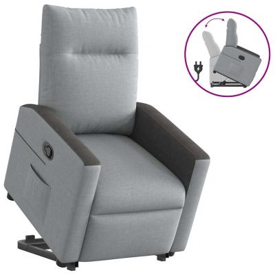 Gossi fotoliu rabatabil cu ridicare, gri deschis, material textil