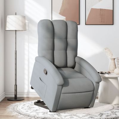 Gossi fotoliu rabatabil cu ridicare, gri deschis, material textil