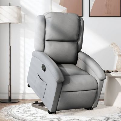 Gossi fotoliu rabatabil cu ridicare, gri deschis, material textil