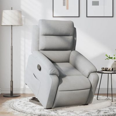Gossi fotoliu rabatabil cu ridicare, gri deschis, material textil