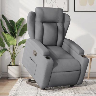 Gossi fotoliu rabatabil cu ridicare, gri deschis, material textil