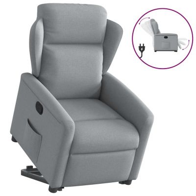 Gossi fotoliu rabatabil cu ridicare, gri deschis, material textil