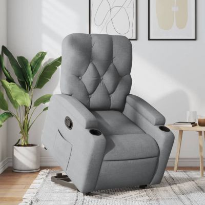 Gossi fotoliu rabatabil cu ridicare, gri deschis, material textil