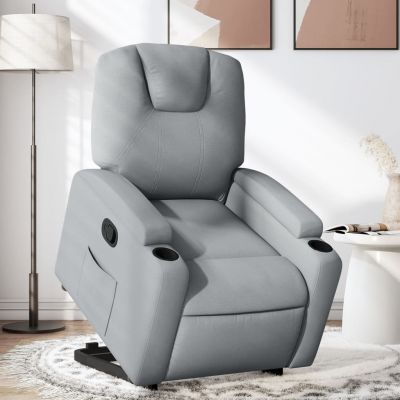 Gossi fotoliu rabatabil cu ridicare, gri deschis, material textil