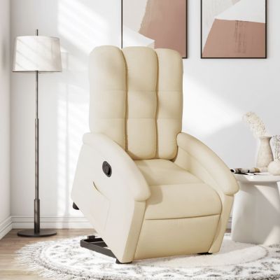 Gossi fotoliu rabatabil cu ridicare pe verticala, crem, textil