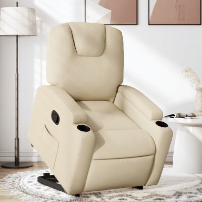 Gossi fotoliu rabatabil cu ridicare pe verticala, crem, textil