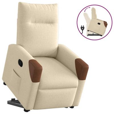 Gossi fotoliu rabatabil cu ridicare pe verticala, crem, textil