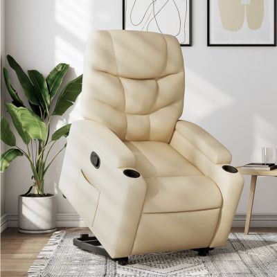 Gossi fotoliu rabatabil cu ridicare pe verticala, crem, textil