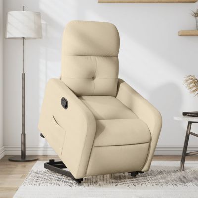 Gossi fotoliu rabatabil cu ridicare pe verticala, crem, textil