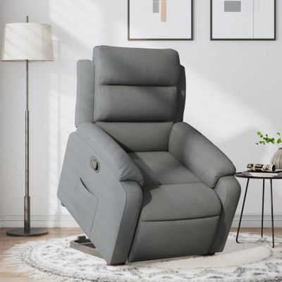Gossi fotoliu rabatabil cu ridicare pe verticala, gri inchis, textil