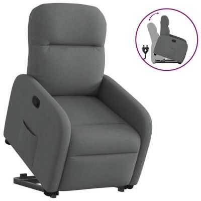 Gossi fotoliu rabatabil cu ridicare pe verticala, gri inchis, textil