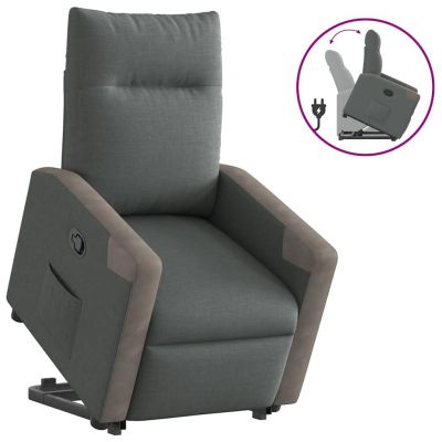 Gossi fotoliu rabatabil cu ridicare pe verticala, gri inchis, textil