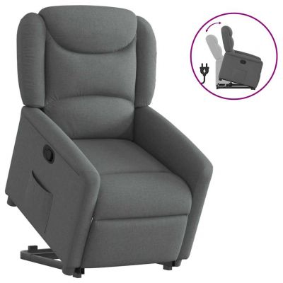 Gossi fotoliu rabatabil cu ridicare pe verticala, gri inchis, textil